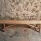 French antique wooden bench – Rustic farmhouse bench – Poplar and chestnut – Late 19th century – 198 cm