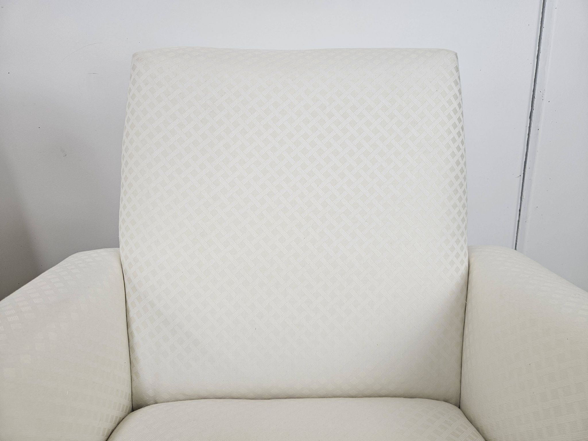 Italian armchairs from the 1950s in cream fabric with iron legs.