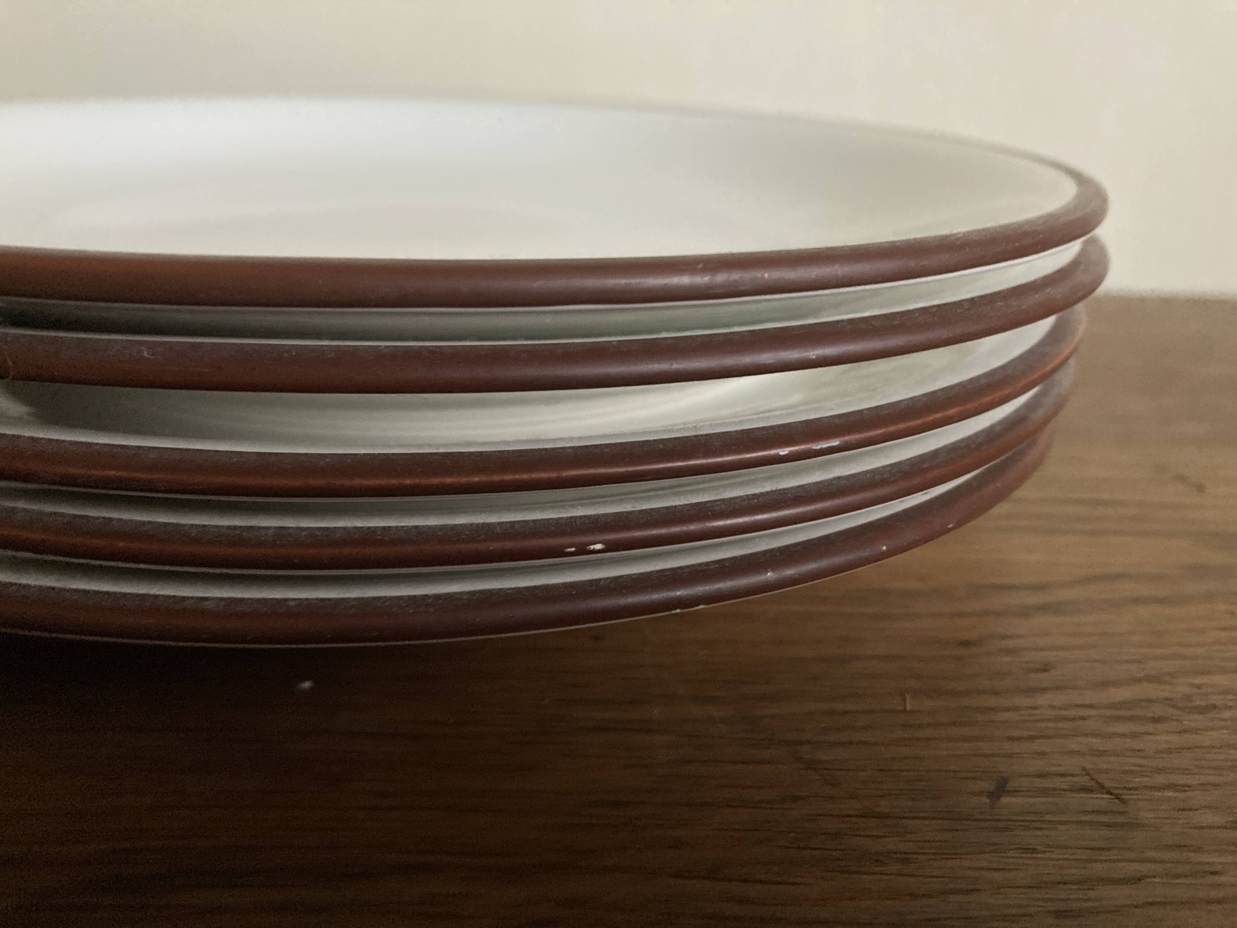 Set of 8 Scandinavian KMK enamelled earthenware dessert plates 1965