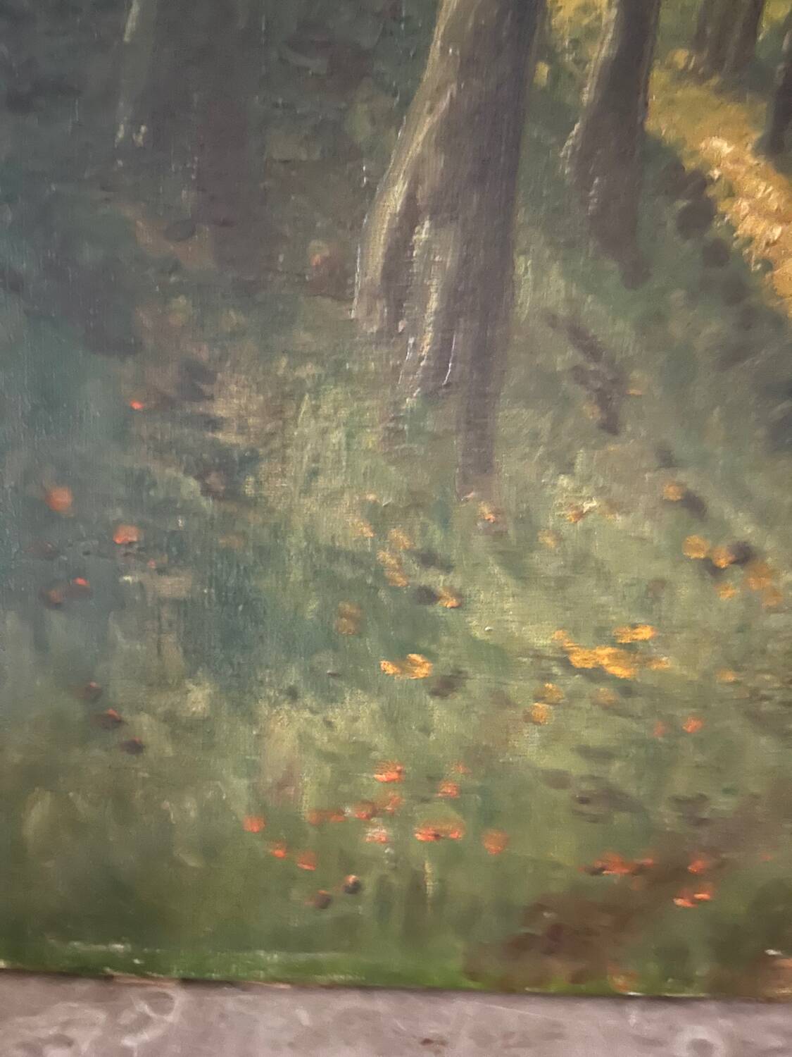 Cottage in the woods, oil on canvas signed