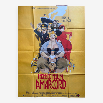 Affiche cinéma originale "Amarcord" Federico Fellini 120x160cm 1973