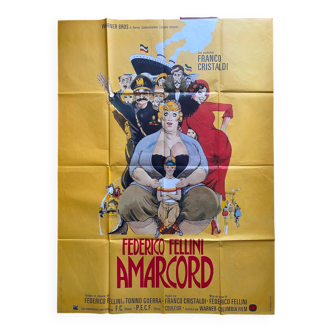 Affiche cinéma originale "Amarcord" Federico Fellini 120x160cm 1973