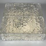 1960s 1970s Ice Glass Flush Mount Plafoniere by Kalmar Franken KG Austria