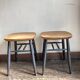 Pair of Scandinavian bedside stools in plywood and blackened wood from the 1960s.
