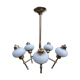 Brass opaline chandelier 1950