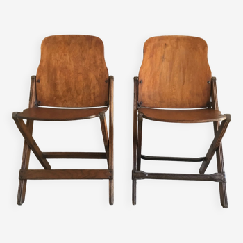 Pair of folding US chairs 2nd World War American Seating co Grand Rapids - 1940