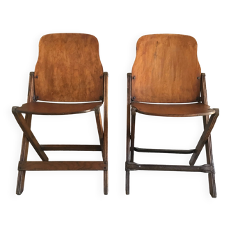 Pair of folding US chairs 2nd World War American Seating co Grand Rapids - 1940