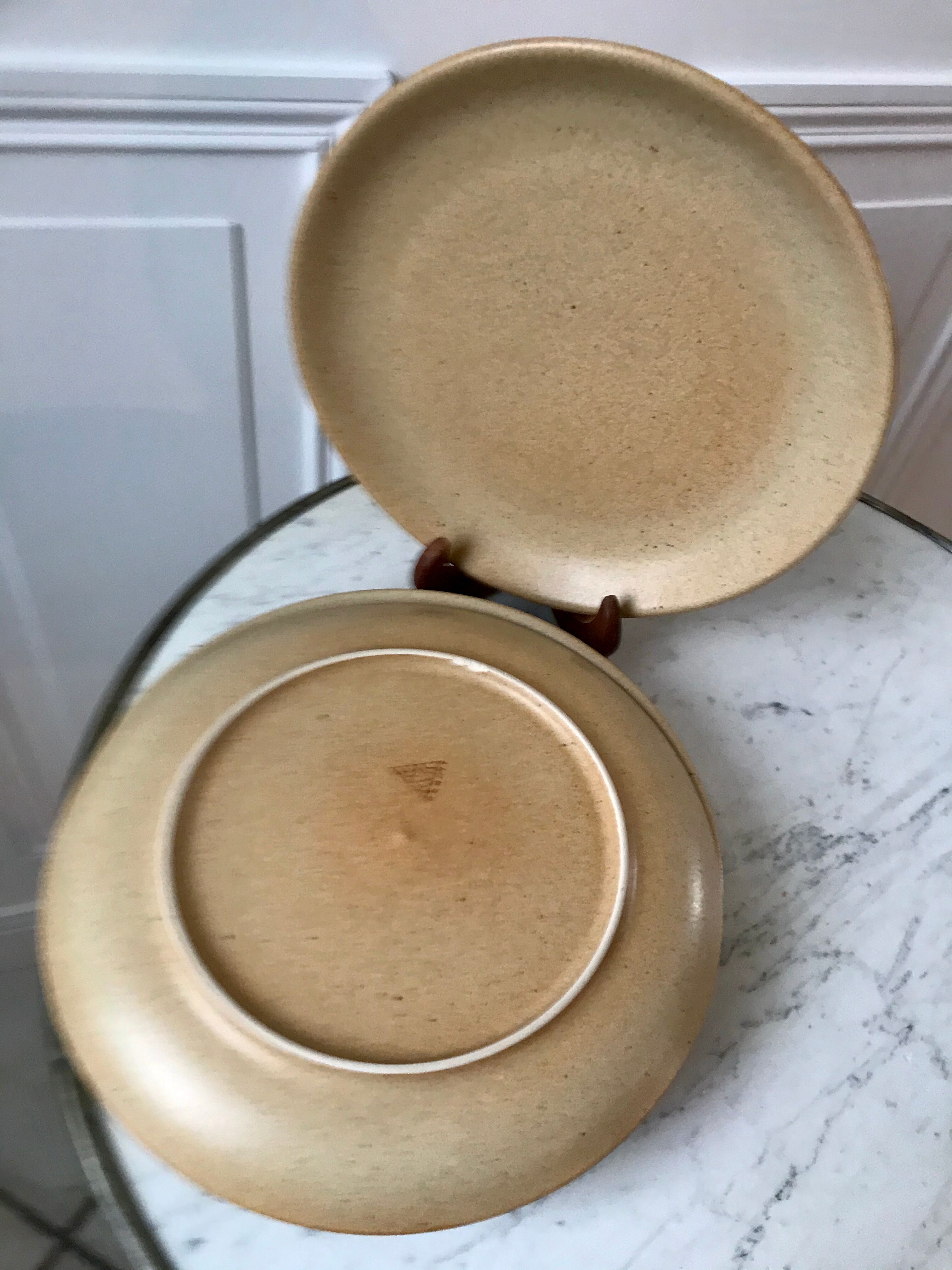 Set of 5 stoneware plates made in France 60s and 70s