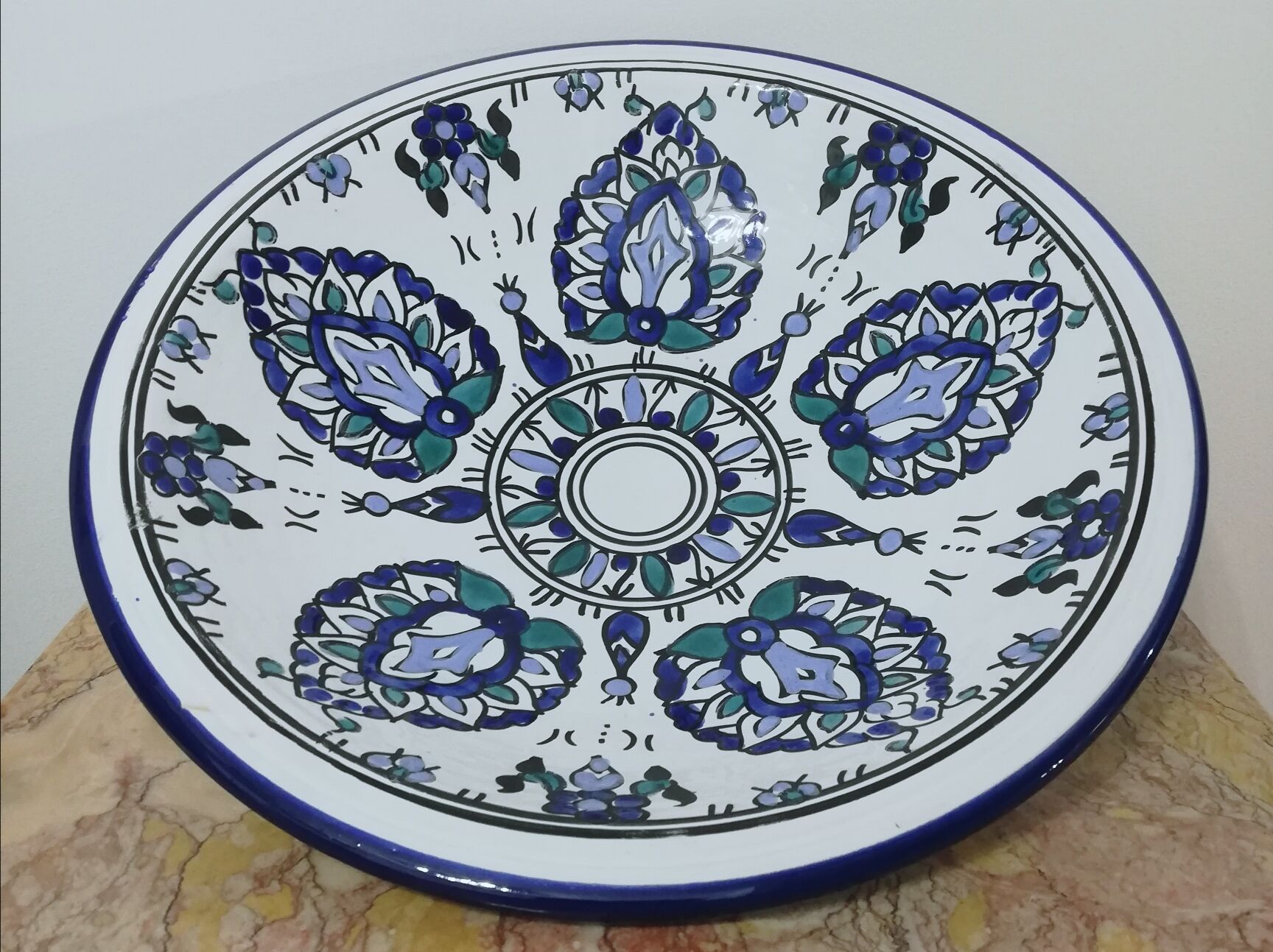 Plat marrakech en terre cuite céramisé diamètre 37cm