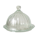 Bell & tray in chiseled & molded glass