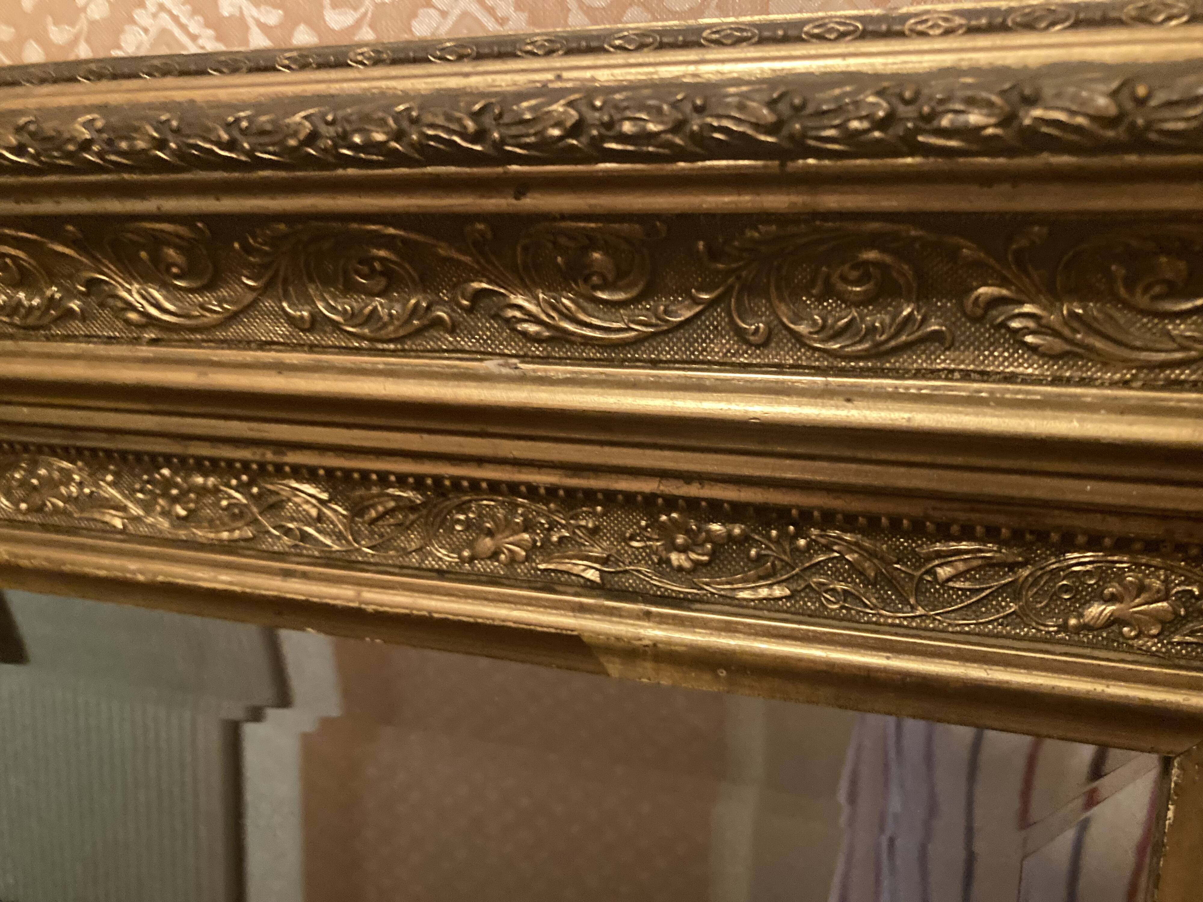 Miroir étain vintage cadre doré
