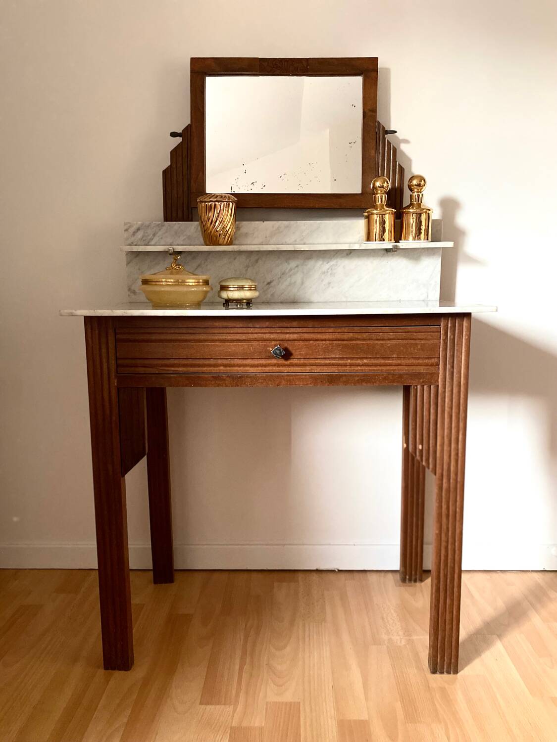 Old art deco wooden dressing table