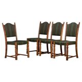 Vintage Brutalist Oak Dining Chairs by Henning Kjærnulf, 1960s, Set of 4
