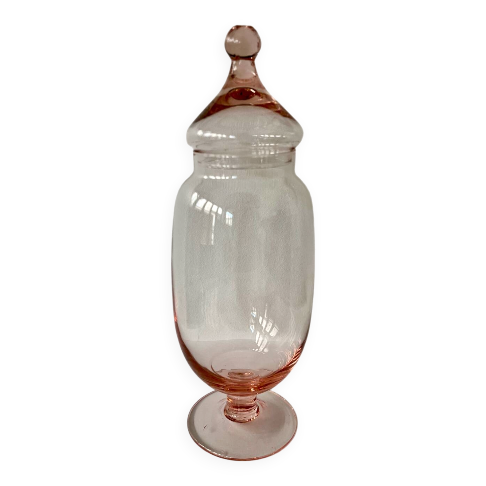 Bocal / Bonbonnière verre rose pale H30cm