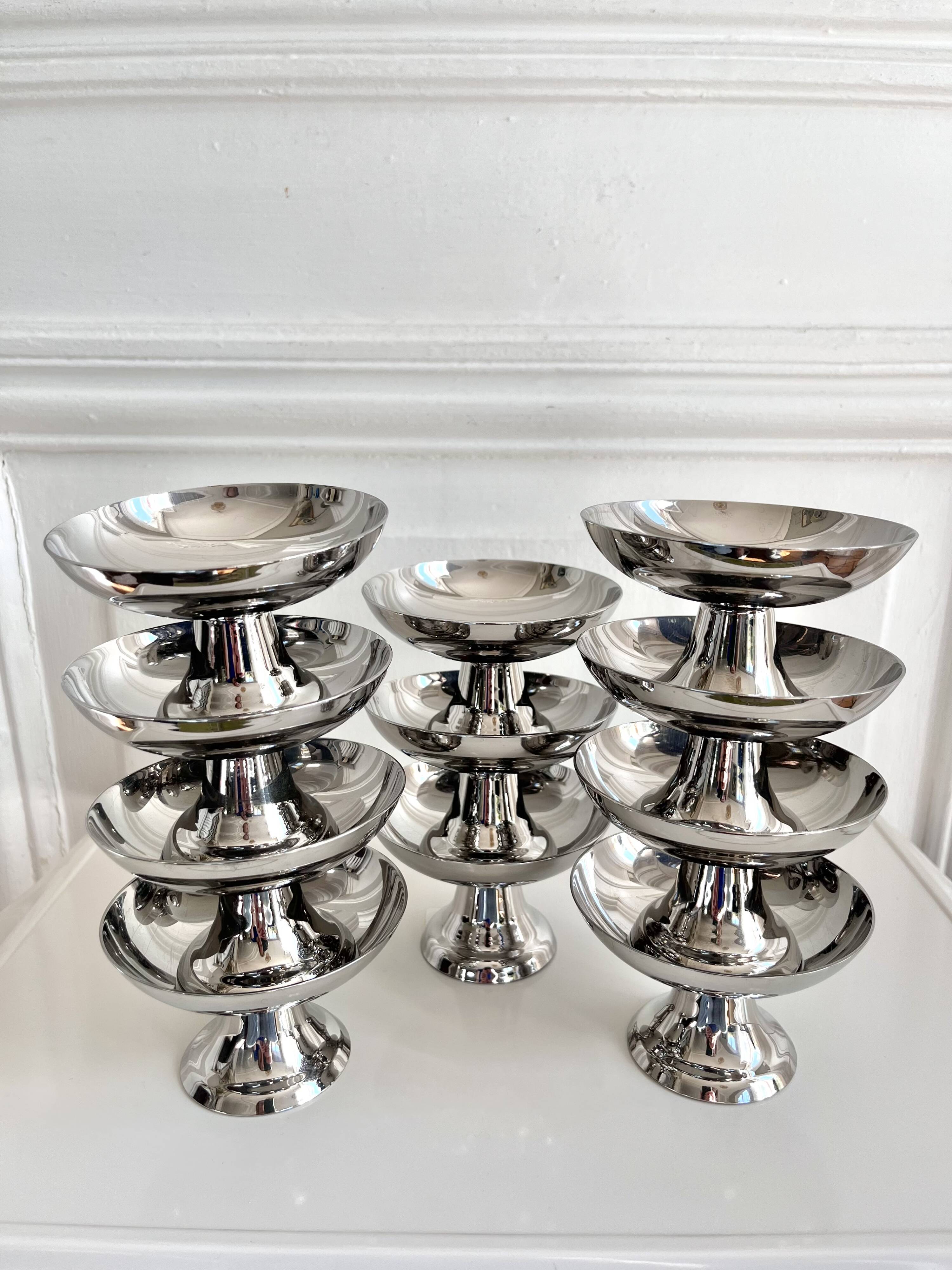 10 vintage stainless steel cups