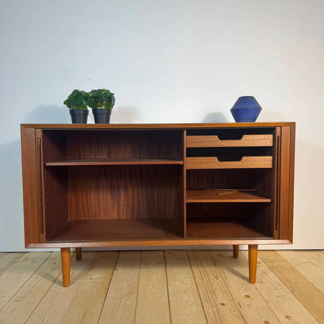 Kai Kristiansen teak sideboard with retractable doors – Denmark 1960s