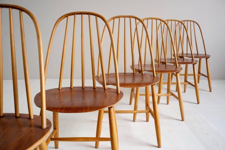 Set of 6 chairs Sven Erik Fryklund for Hagafors, model 16, Sweden, 1950