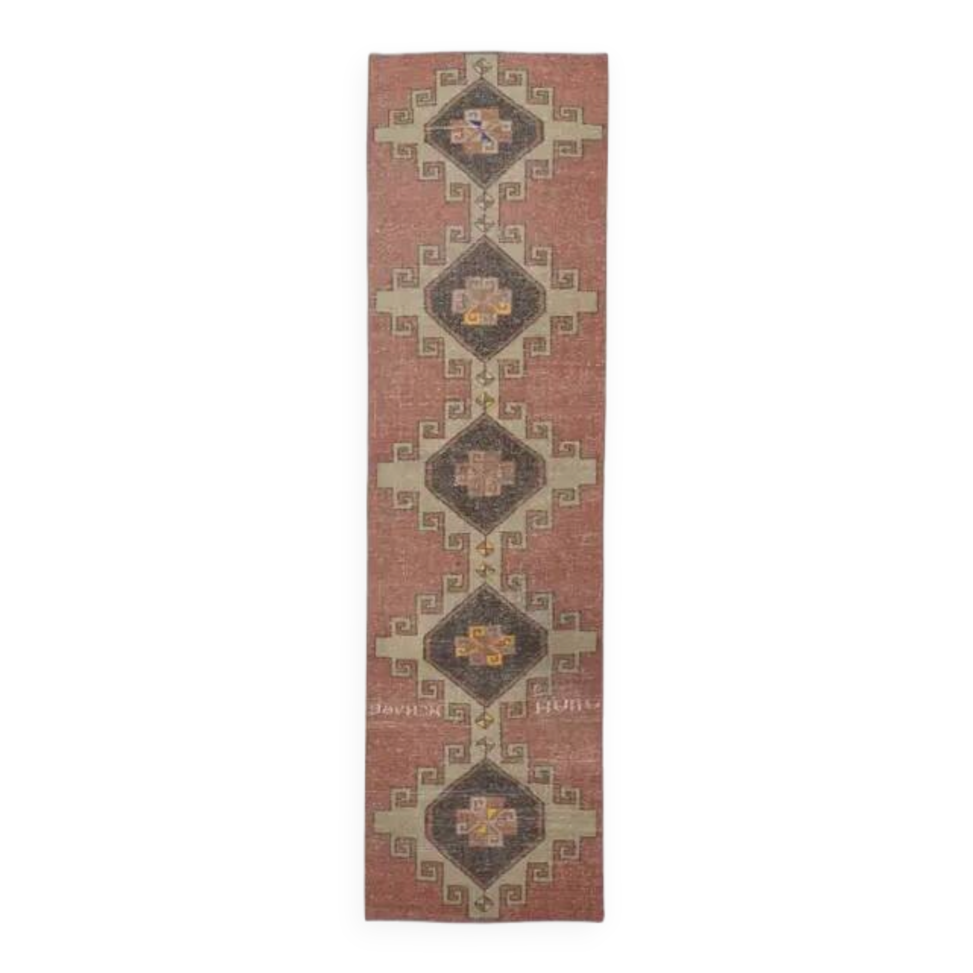 1970s Turkish Oushak Handmade Wool Cotton Orange Runner Rug 84x306