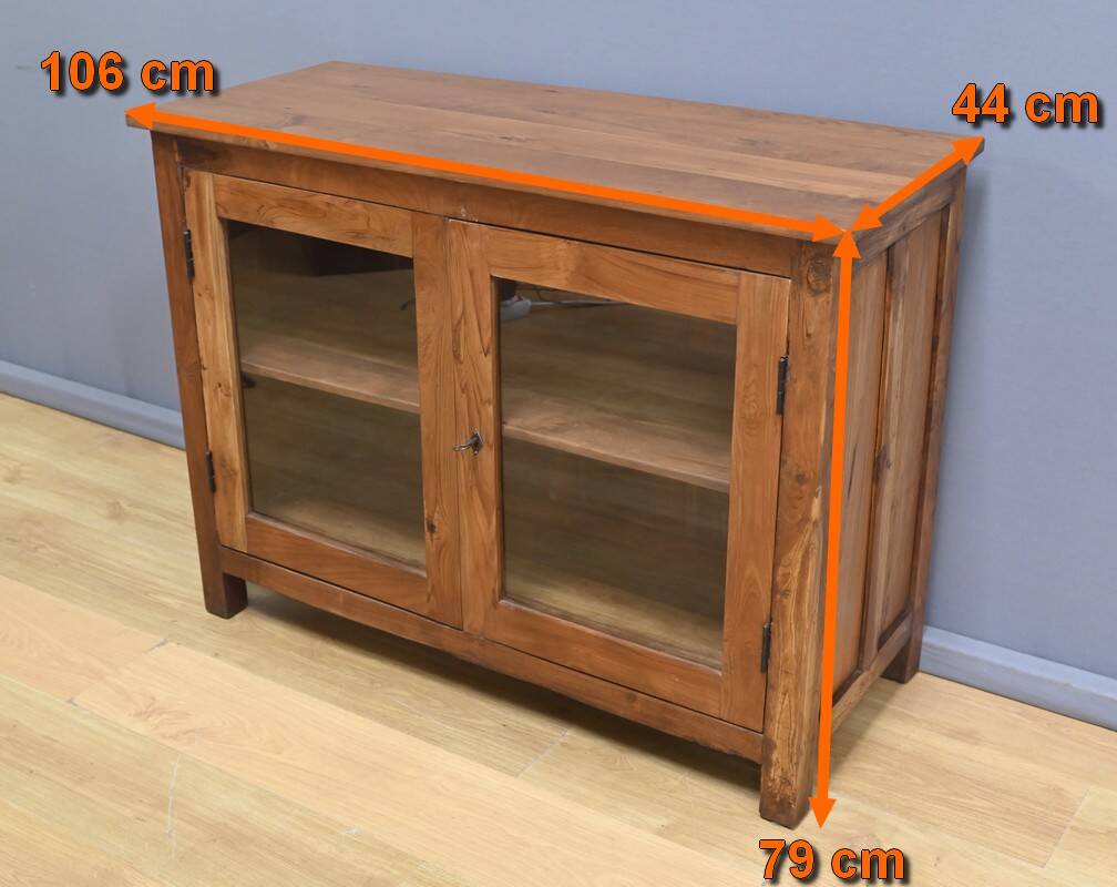 Vitrine en Teck massif, Inde – Début XXe