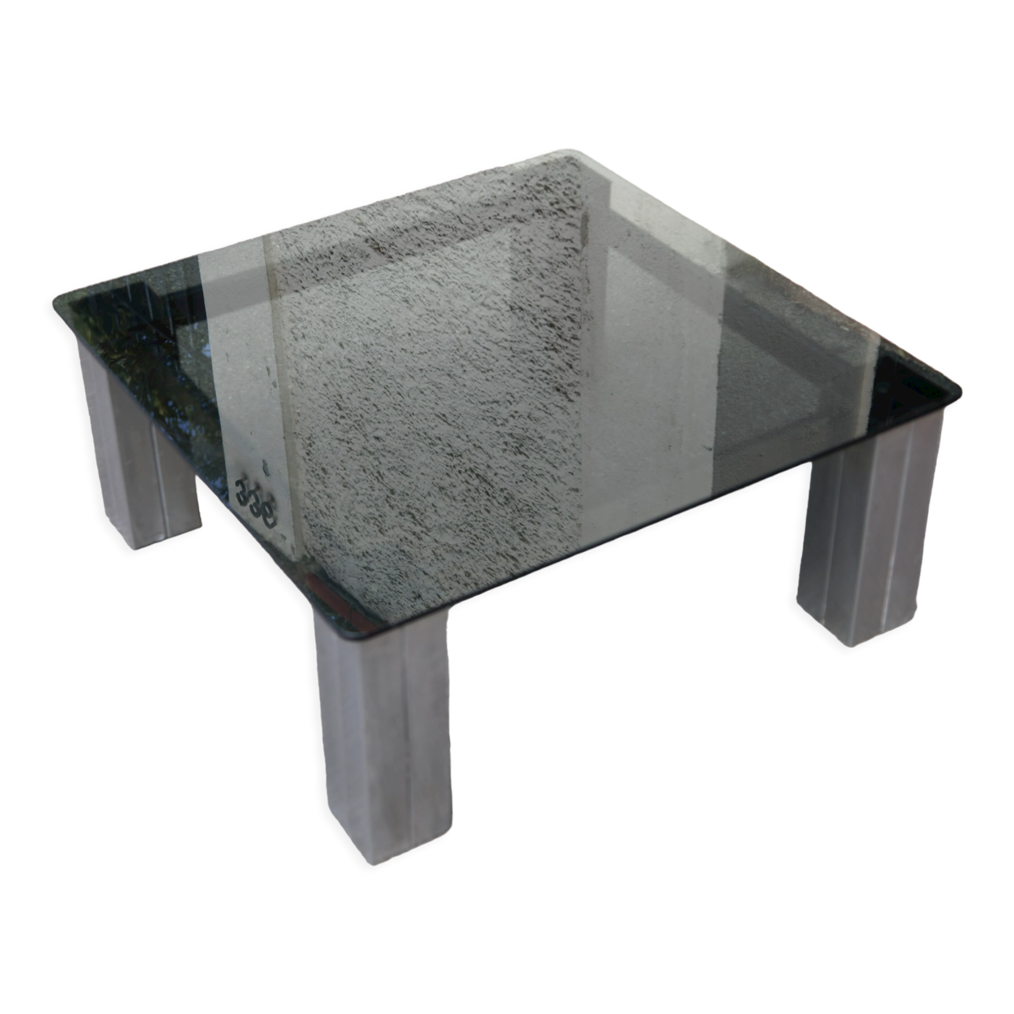 Square coffee table smoked glass Italy 70