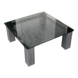 Square coffee table smoked glass Italy 70