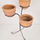 Brutalist Wrought Iron Plant Stand with Handmade Terracotta Pots, 1970s, Set of 4