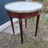 Table bouillotte ancienne avec plateau marbre style louis xvi
