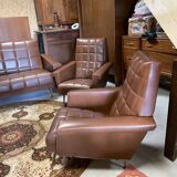 Set sofa daybed and armchair skaï vintage year 50