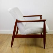 GFM-64 Brown Armchair in White Ivory Bouclé attributed to Edmund Homa, 1970s