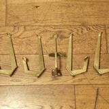 set of 5 1930 brass coat hooks