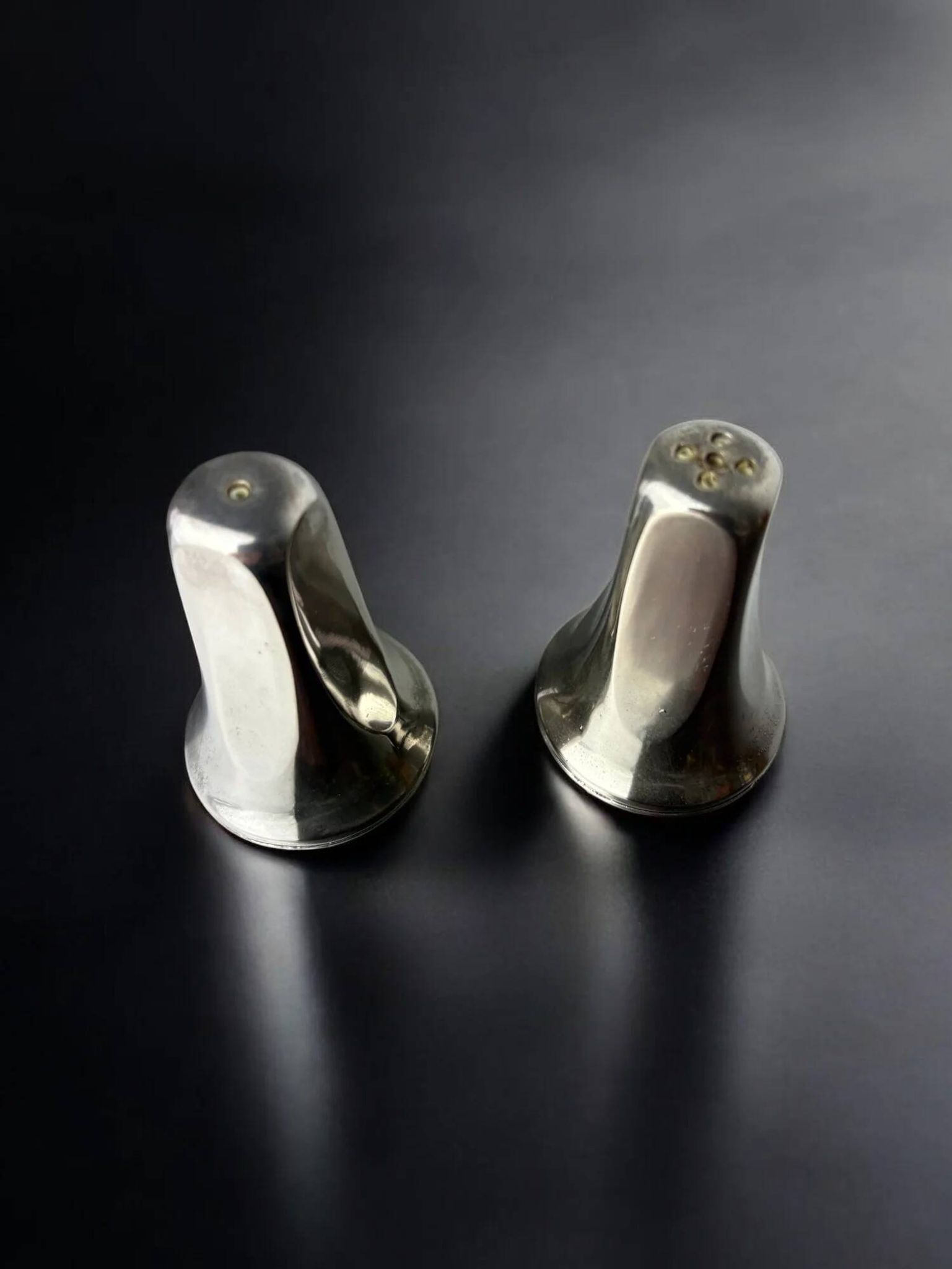 Retro-futurist faceted salt & pepper shakers, Italy, 1970s