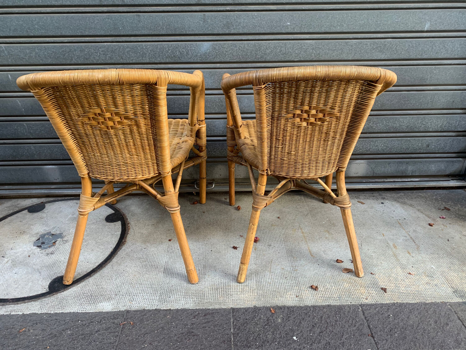 Paire de fauteuils en rotin années 80’