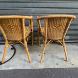 Pair of 80's rattan armchairs