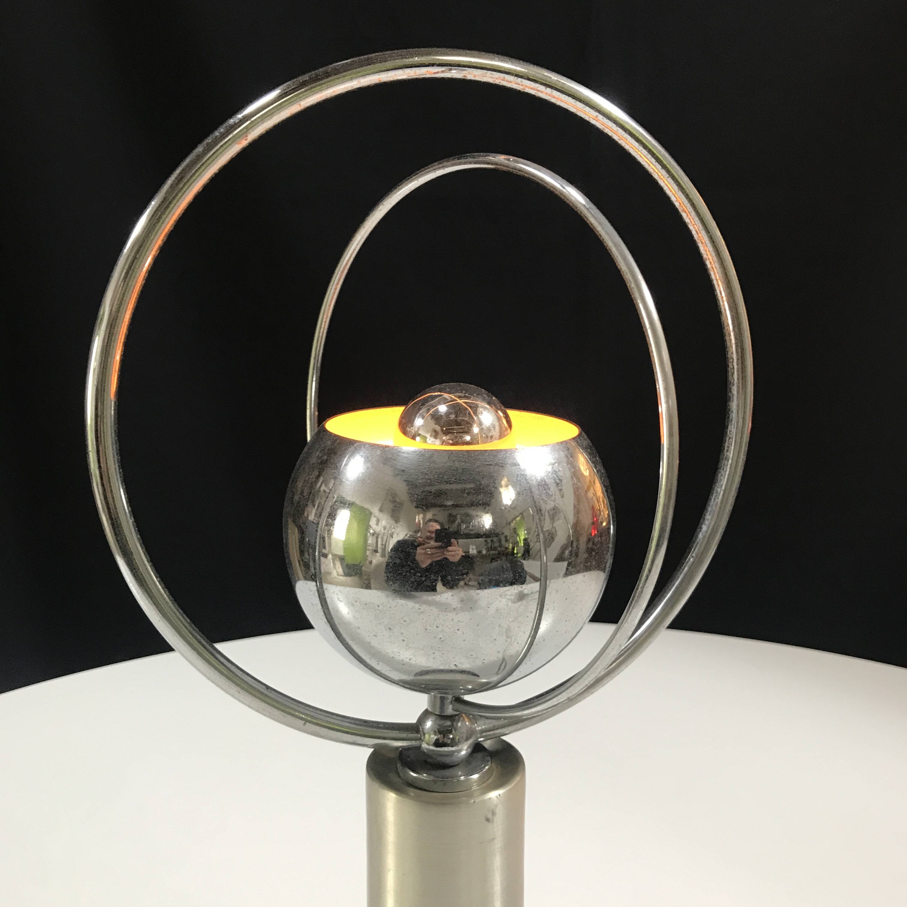 Vintage Table Lamp • Rings • Steel/Wood • Space Age • 1970