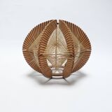 Scandinavian design pendant lampshade 70s 1970s vintage in wood and wire