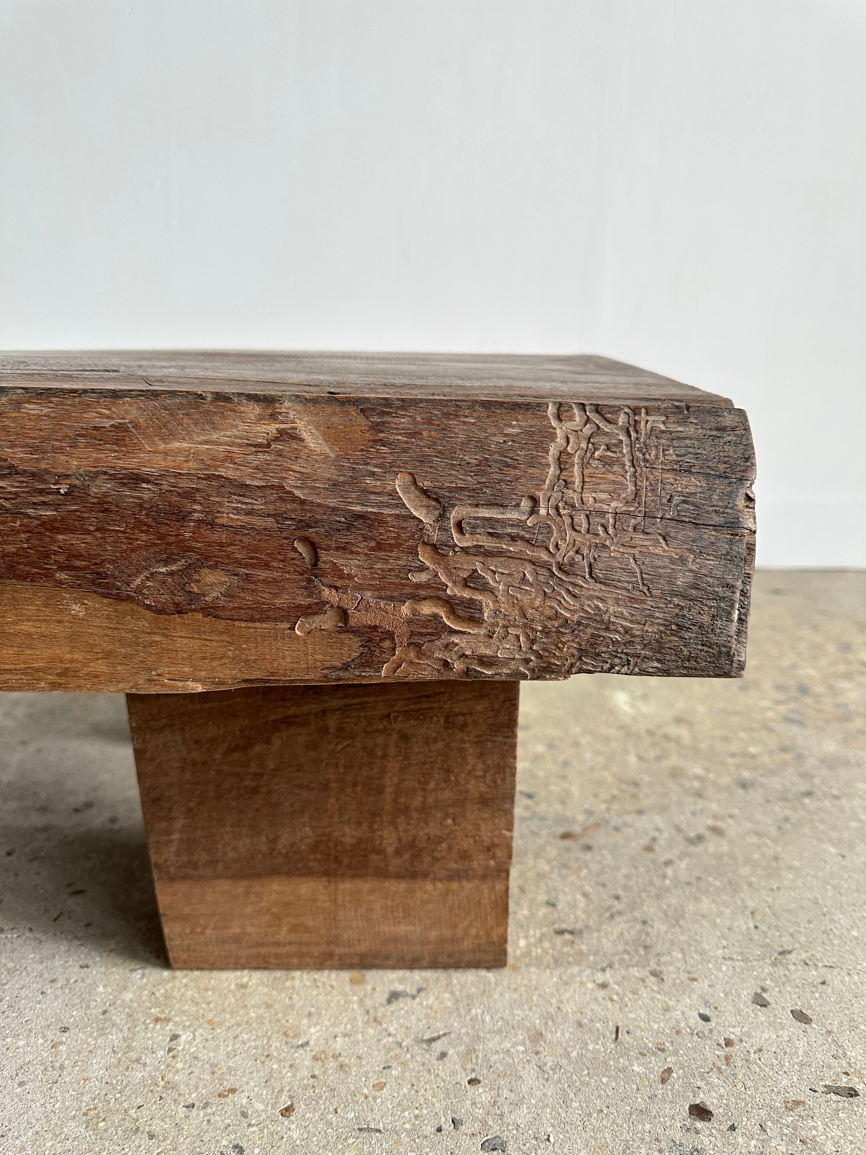 Asian solid wood quadripod brutalist coffee table H30 L81 l42