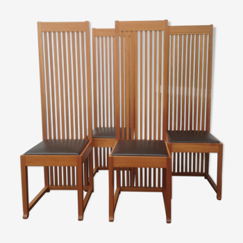 Lot de 4 chaises modèle Robie 1 de Frank Lloyd Wright pour Cassina 1990