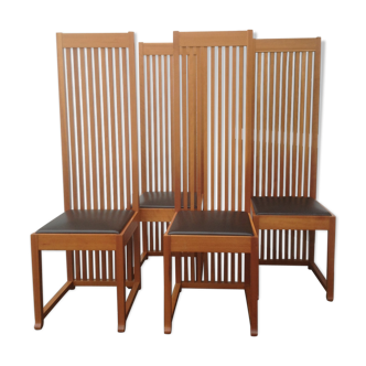 Lot de 4 chaises modèle Robie 1 de Frank Lloyd Wright pour Cassina 1990
