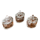 Set of 3 old condiment pots