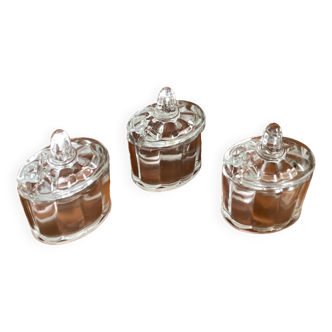 Set of 3 old condiment pots