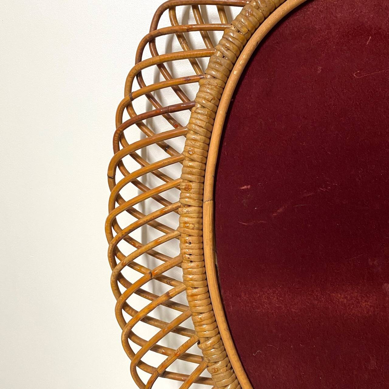 Oval rattan mirror style Franco Albini - 1960's