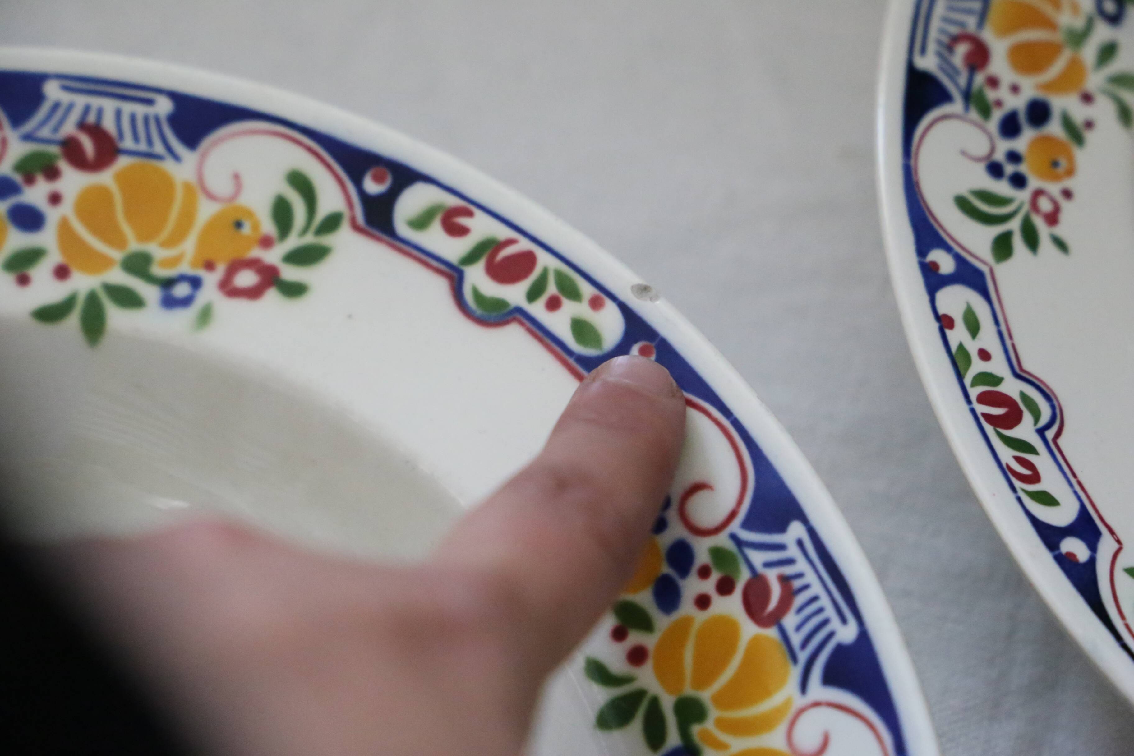 Set of 5 Boch soup plates, Fructidor service, vintage