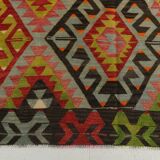 Large Green Handmade Vintage Kilim Rug, 184x309Cm