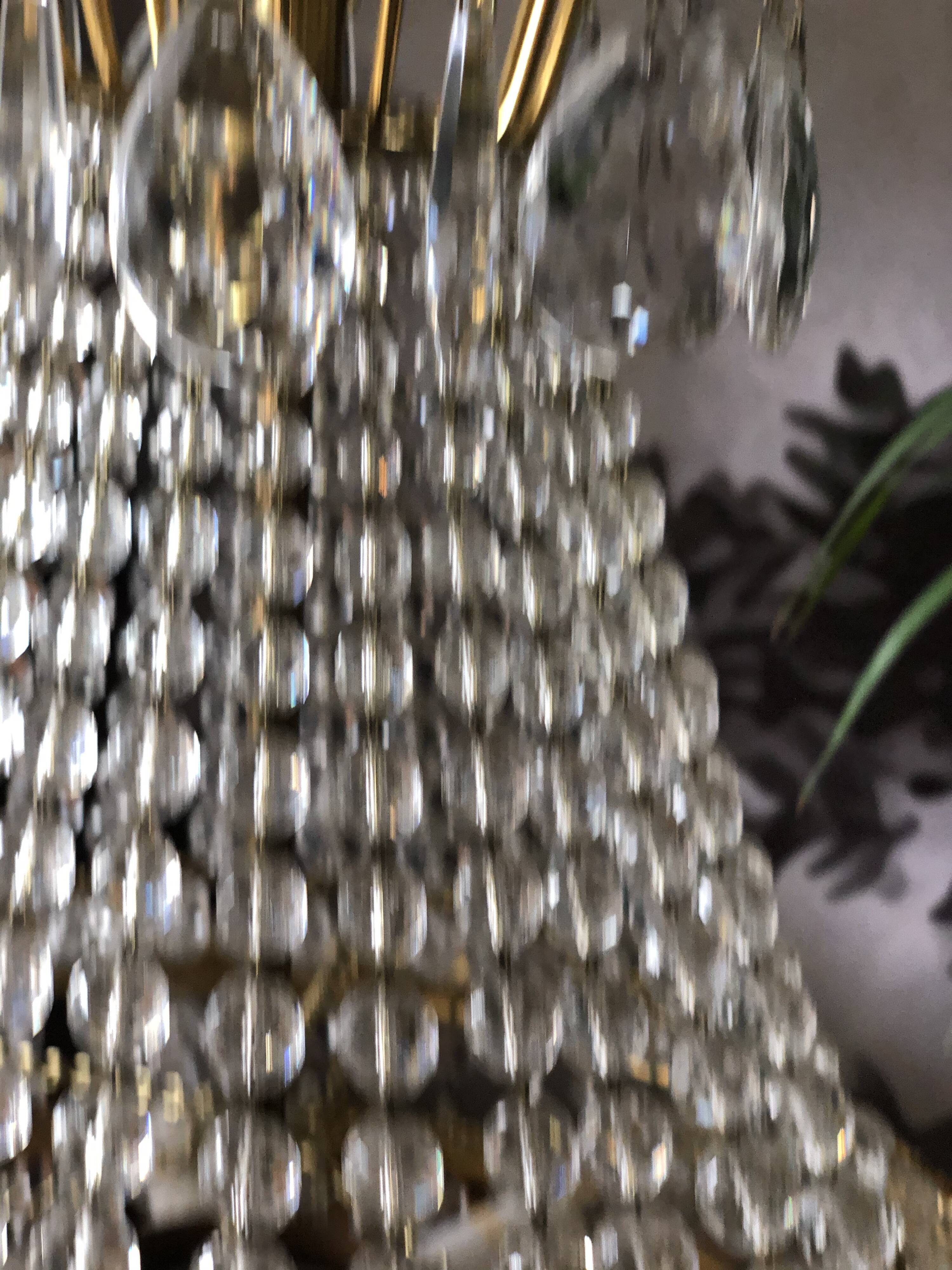 Crystal and brass chandelier