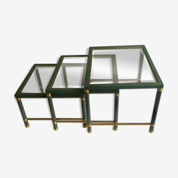 Nesting tables in green glass