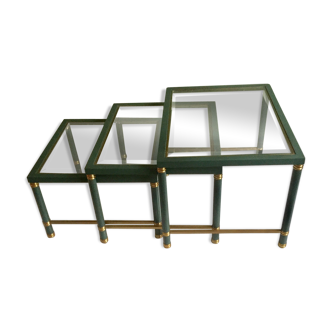 Nesting tables in green glass