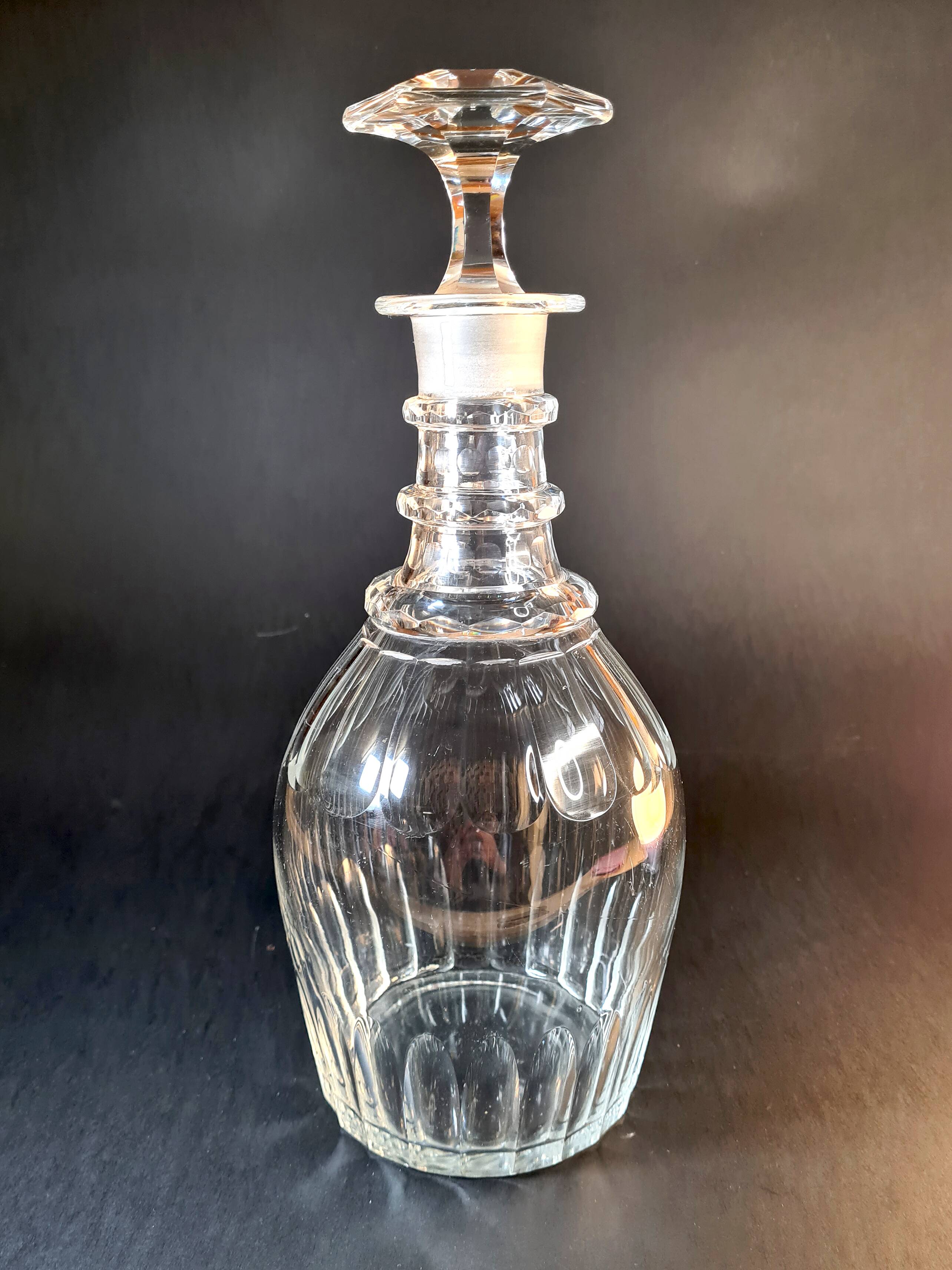 Title: Large Georgian Crystal Decanter – 3-Ring Neck & Stopper