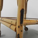 Bamboo serving trolley on castors