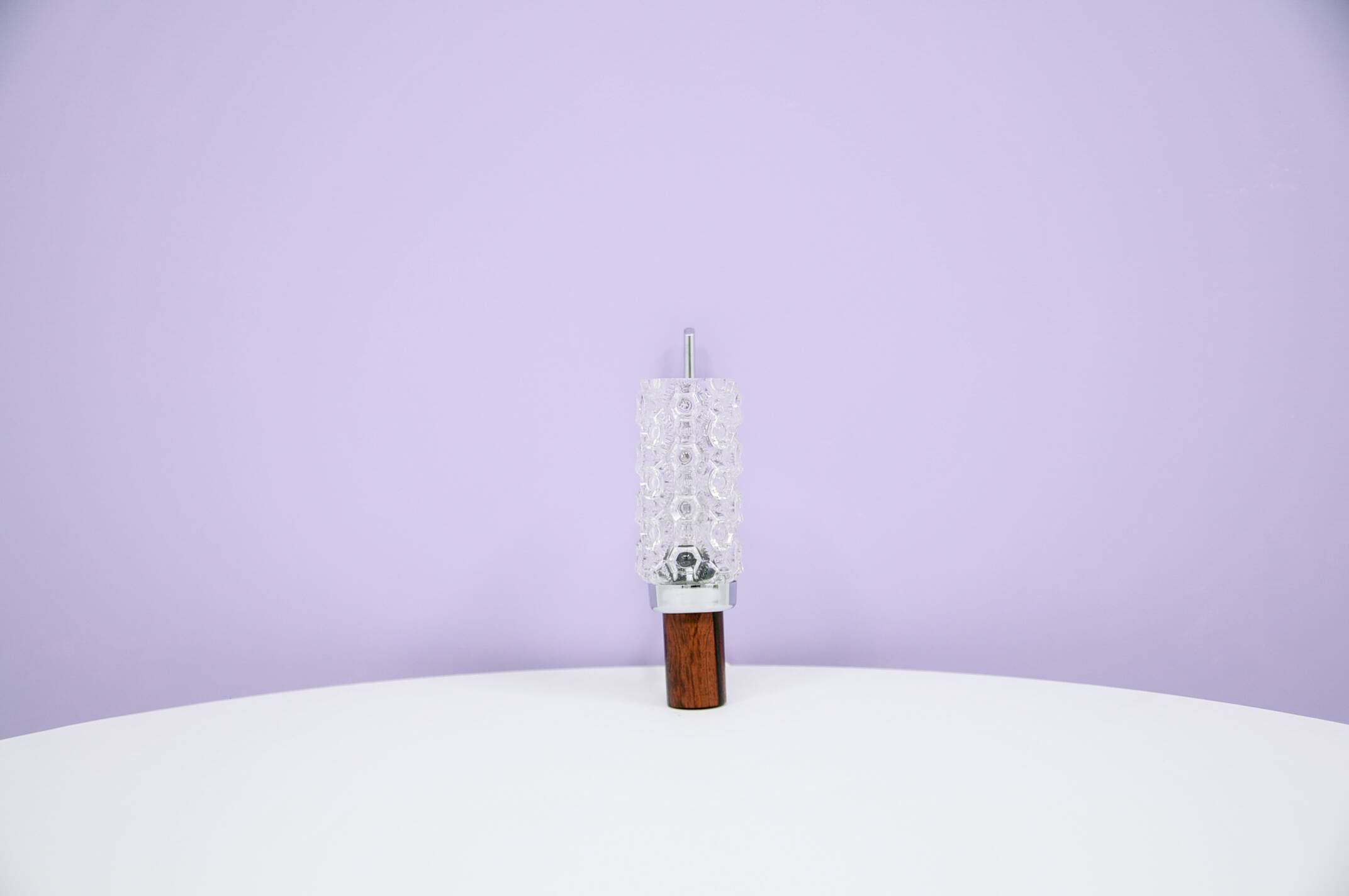 Vintage veneer rosewood wall lamp glass kelp