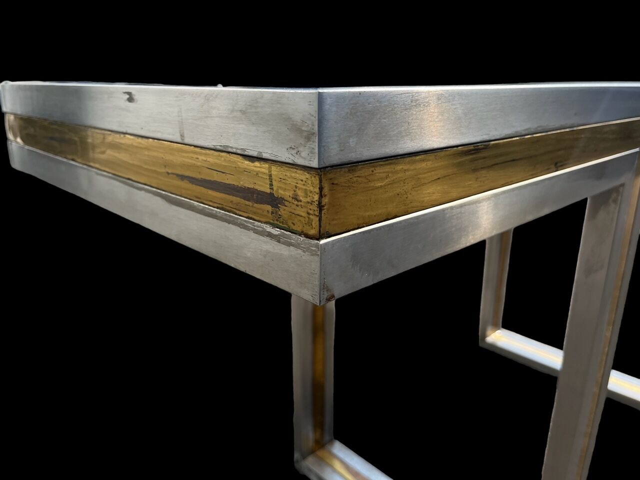 Console italienne acier et laiton 1970